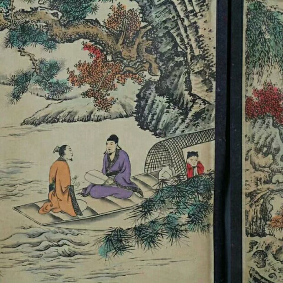 精品国画山水画古名人书法装裱客厅四条屏条幅四张成品洪千
