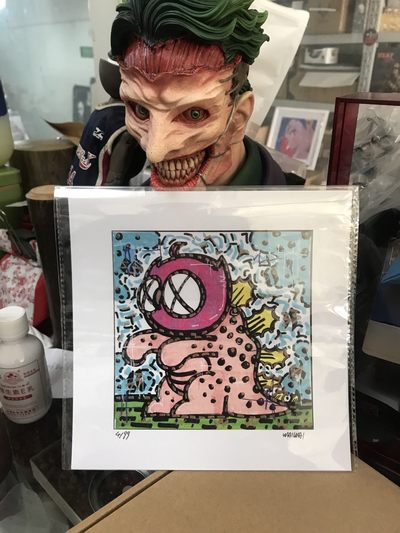 零元拍：歪歪亲笔签名 OWSON系列限量插画复制画《哥斯拉》，尺寸约22/22厘米，拍品不含镜框 - 零元拍：歪歪亲笔签名 OWSON系列限量插画复制画《哥斯拉》，尺寸约22/22厘米，拍品不含镜框