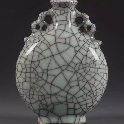 景德镇古陶瓷 开片绶带扁瓶古董古玩瓷器收藏 家居书房客厅摆件 - 景德镇古陶瓷 开片绶带扁瓶古董古玩瓷器收藏 家居书房客厅摆件