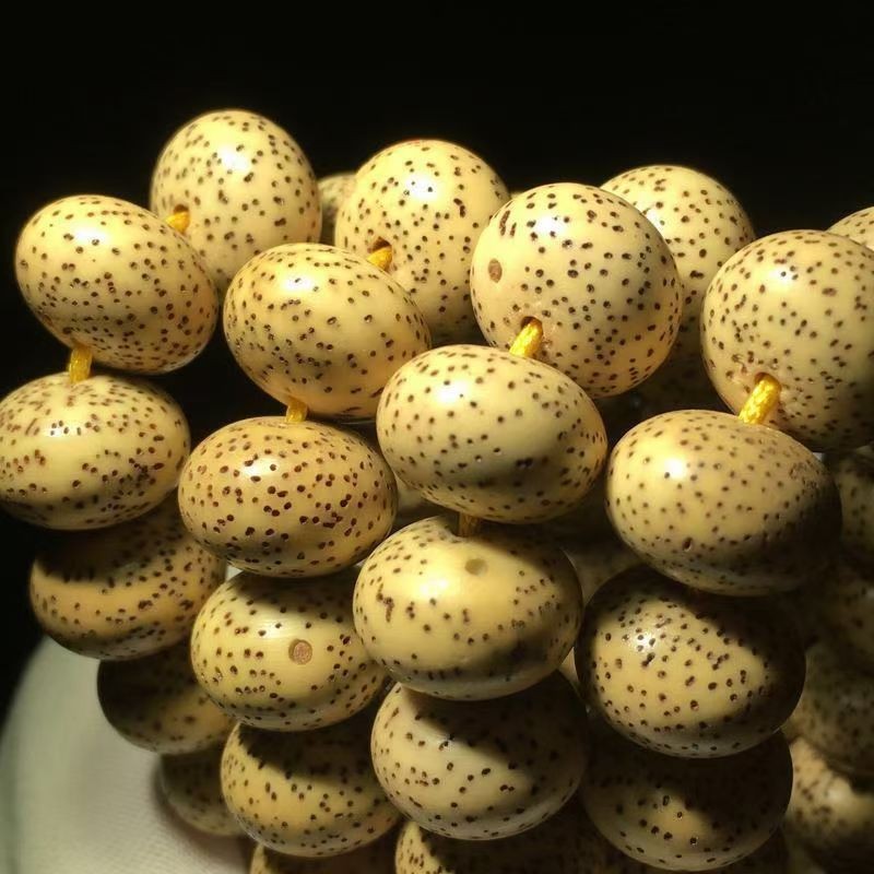 黄金籽星月菩提9mm108陈籽高密星月菩提佛珠 风化籽鸡油黄 算盘 玄月