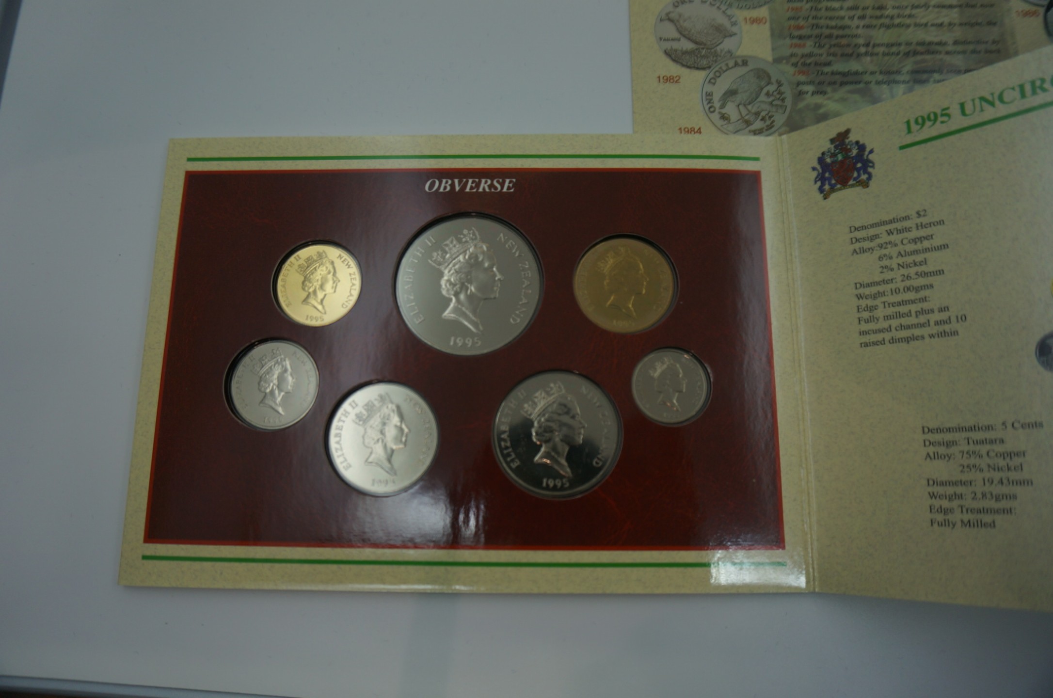 乐游外币首个限时专场—各国精装套币 1995新西兰7枚精装套币