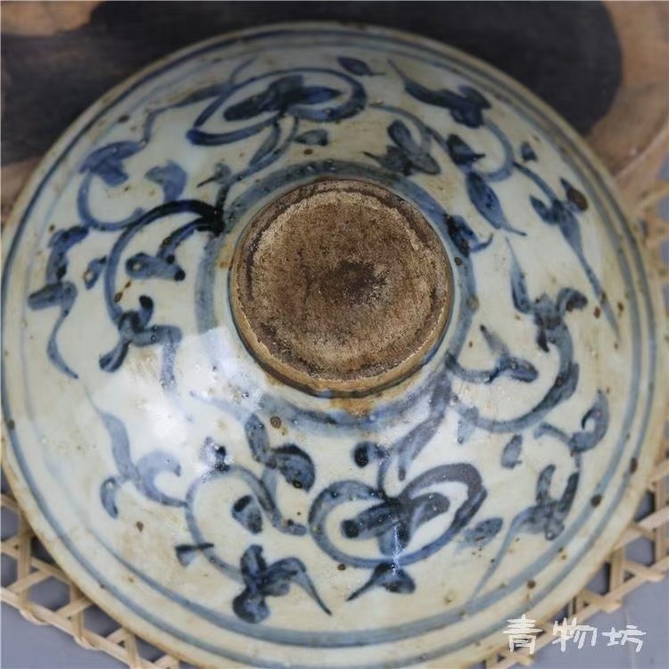 明代民窑青花手绘凤纹斗笠碗保真瓷器古玩古董旧货老物件收藏品