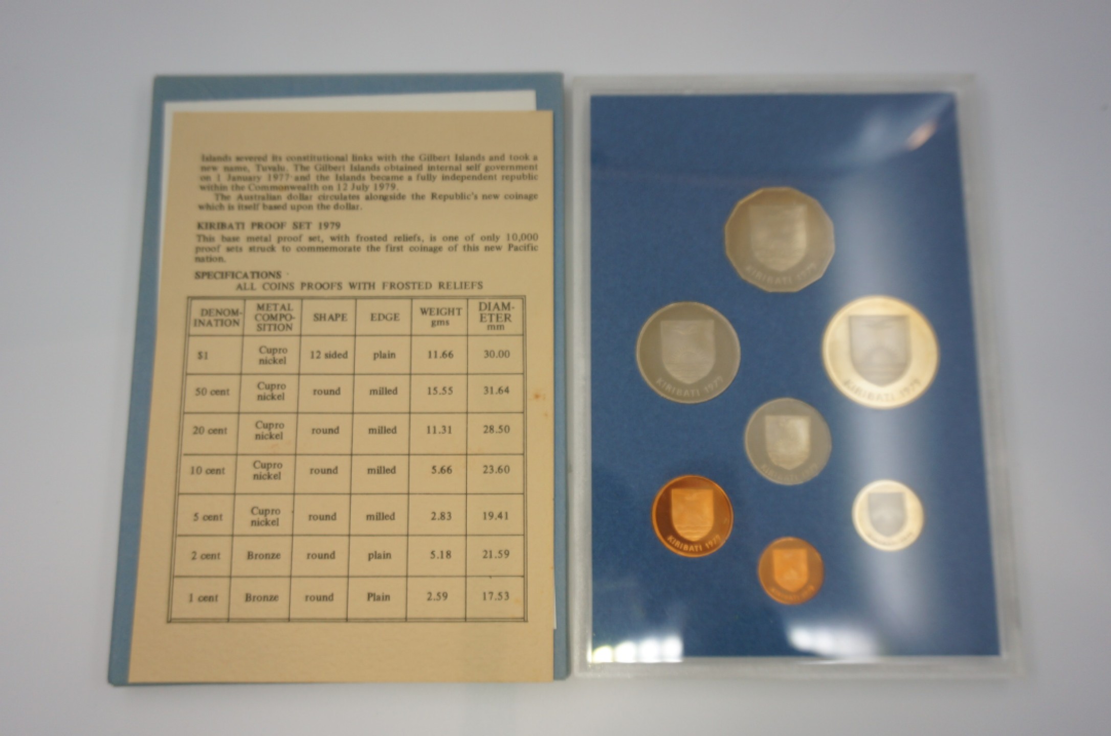 乐游外币首个限时专场—各国精装套币 1979基里巴斯6枚精制套币带证书