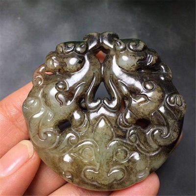 明清岫玉古玩玉器古董玉壁做旧把件高古玉老物件吊坠玉佩挂件貔貅 - 明清岫玉古玩玉器古董玉壁做旧把件高古玉老物件吊坠玉佩挂件貔貅