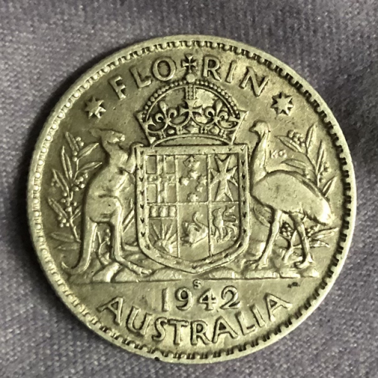 【保诚微拍】【自动拍卖、全场包邮】第19期 $ 硬币专场 $ 澳大利亚 乔治六世 1942年 弗洛林（2先令）银币 （ 直径：28mm 11.2克 0.925银）