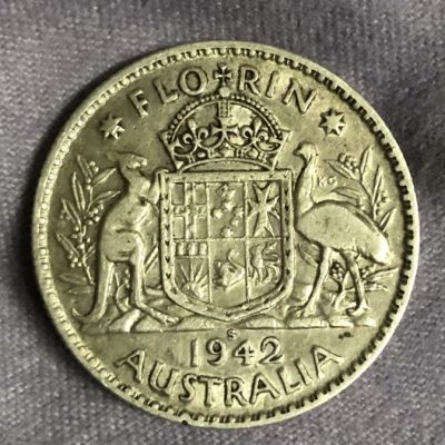 【保诚微拍】【自动拍卖、全场包邮】第19期 $ 硬币专场 $ - 澳大利亚 乔治六世 1942年 弗洛林（2先令）银币 （ 直径：28mm 11.2克 0.925银）