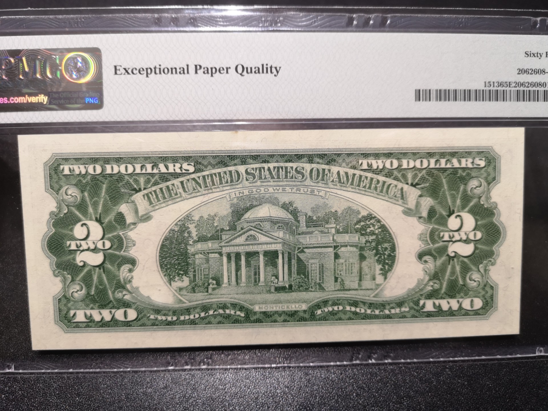 《外钞收藏家》第一百七十一期拍卖（本期97件） 1963年2美元 红库印 无47 PMG65