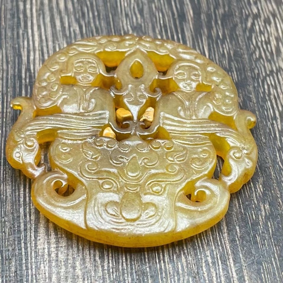 收藏老岫玉捡漏明清汉代古玩玉器古董玉石玉老玉挂件吊坠金童玉女