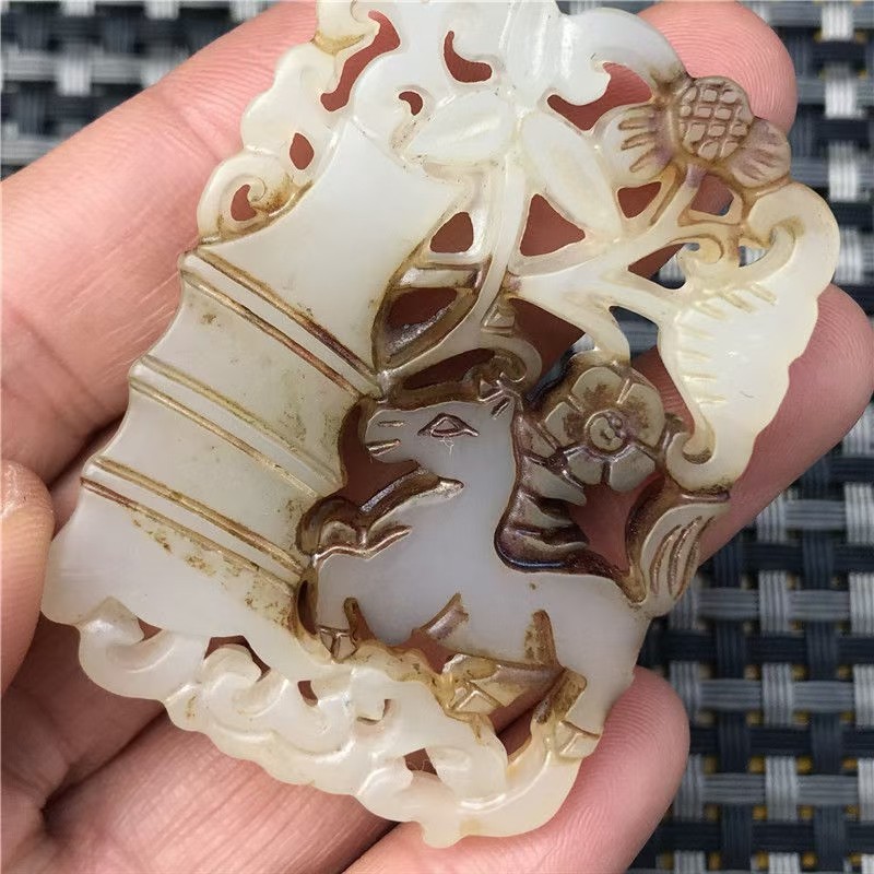 古玉老玉青梅竹马古玩古董收藏老物件明清古玉器吊坠玉佩挂件玉