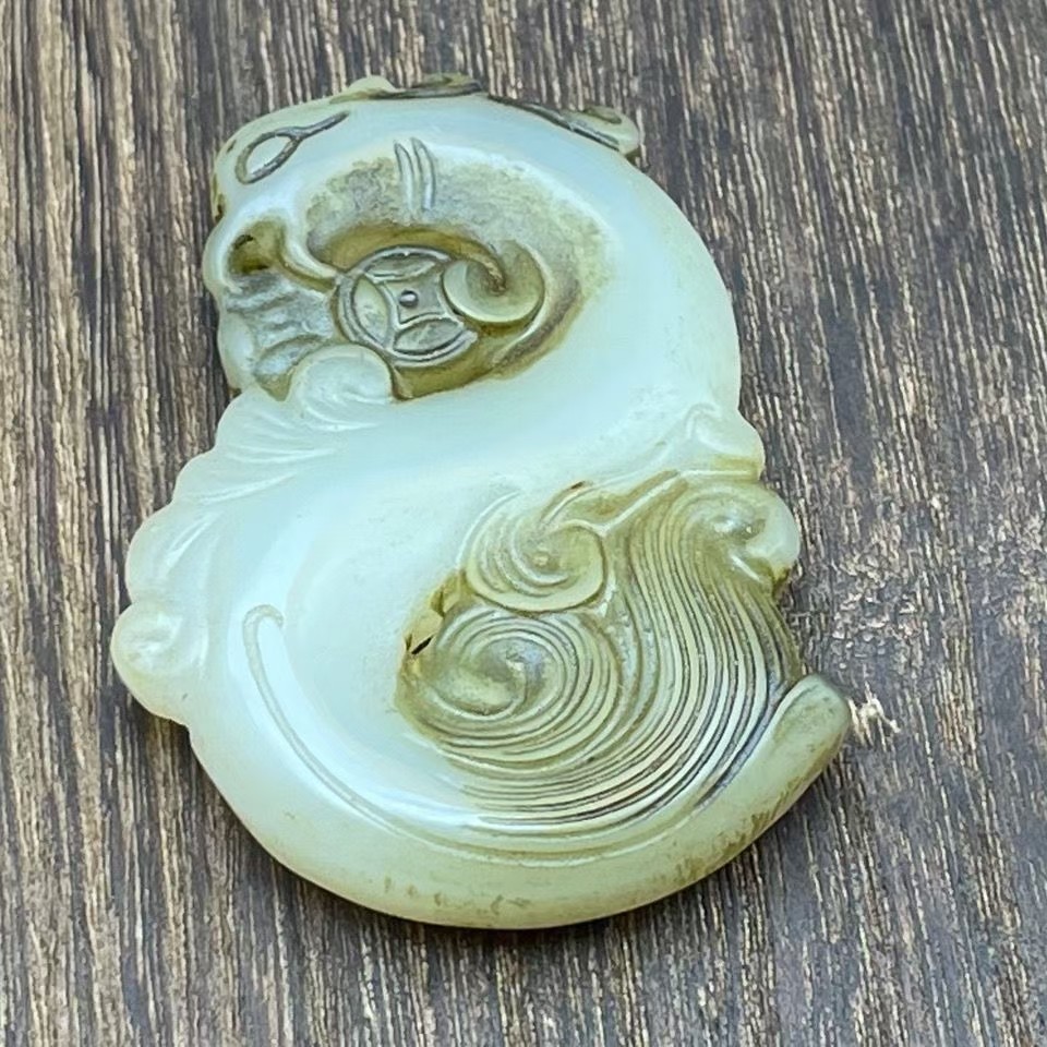 古玩玉器明清把件白玉老玉老物件高古玉做旧古董挂件把件吊坠凤鸟