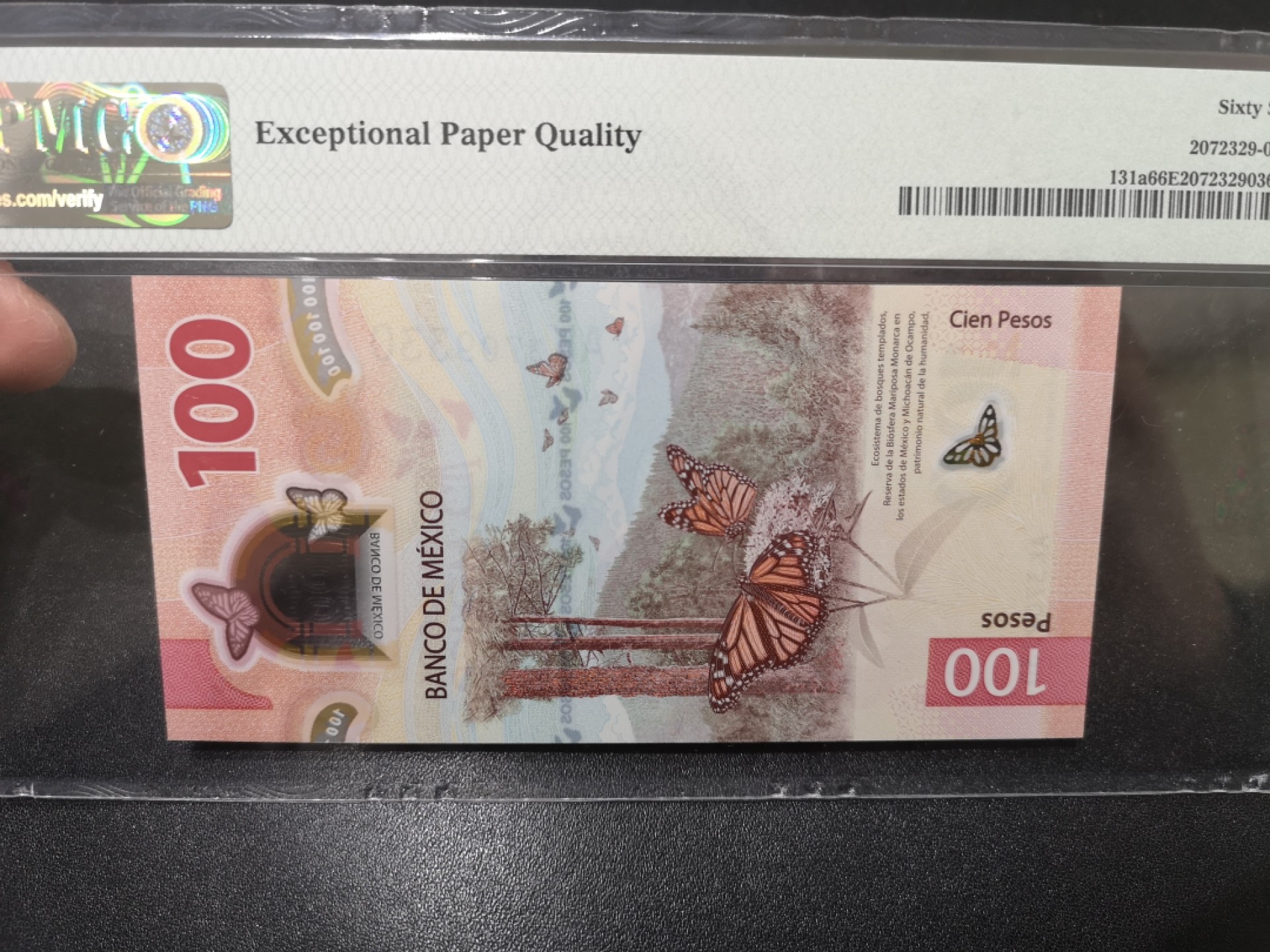 《外钞收藏家》第一百七十一期拍卖（本期97件） 2020年墨西哥100比索 PMG66