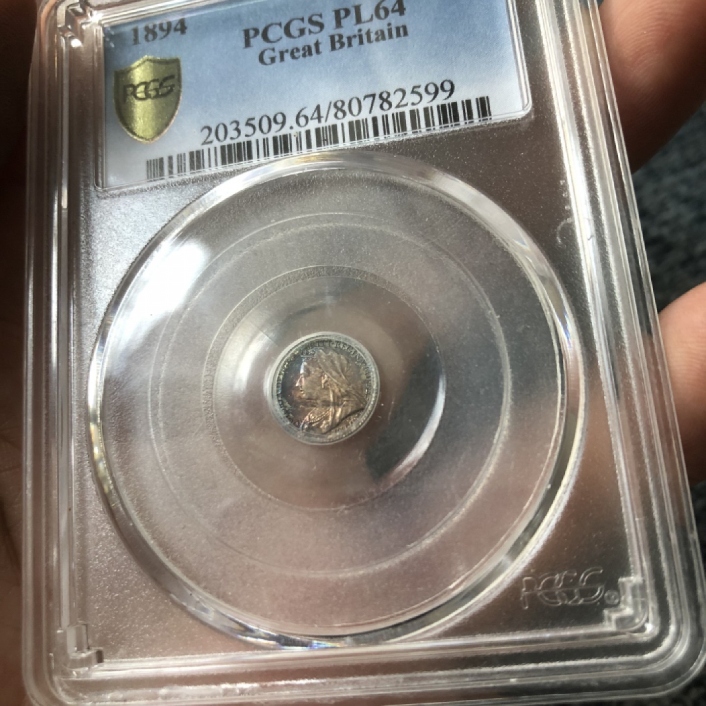 【保诚微拍】【自动拍卖、全场包邮】第19期 $ 硬币专场 $ 【PCGS PL64】英国维多利亚女王 1894年 1便士 洗足币 濯足币 银币 64高分！