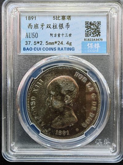 藏海阁银币专场 - 100220#1891年阿方索十三世双柱婴儿头