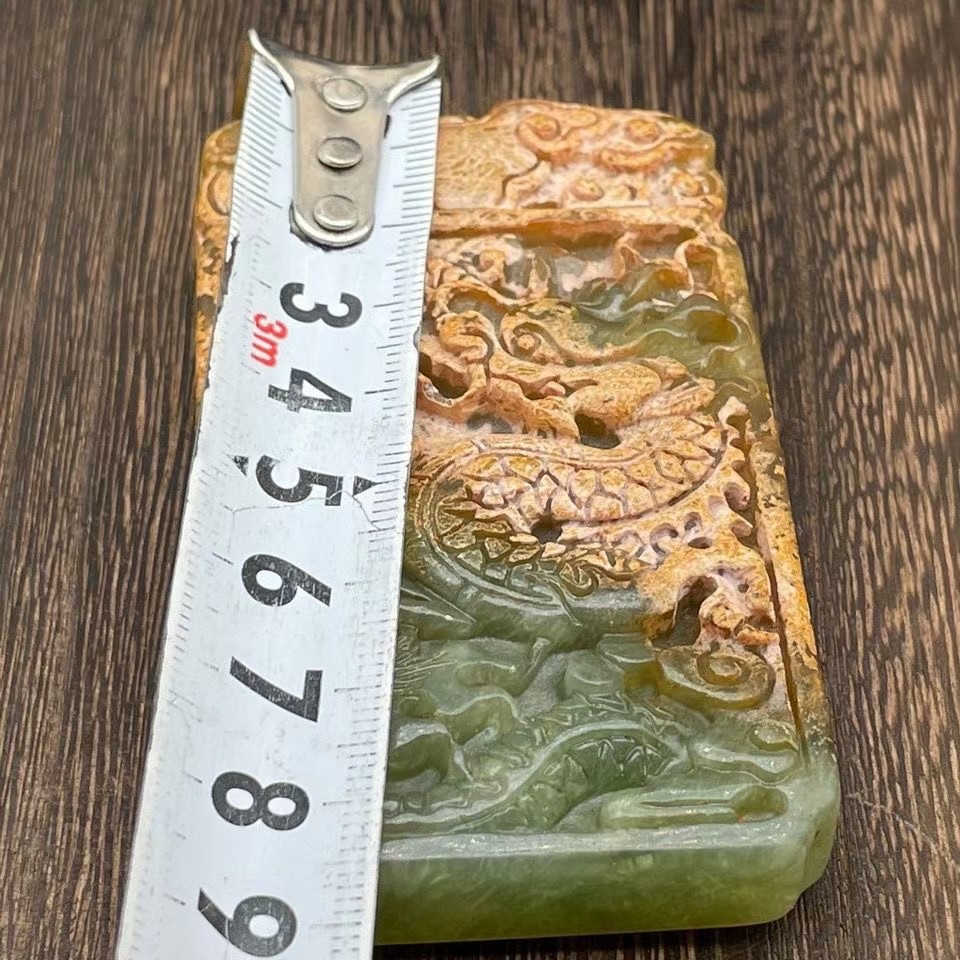 老岫玉捡漏明清汉代古玩玉器古董做旧收藏玉石古老玉挂件吊坠龙牌