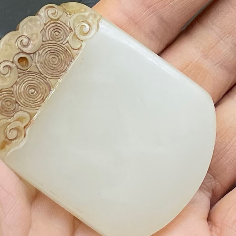古玩玉器把件白玉老玉老物件高古玉古董挂件把件镂空颈饰双龙吊坠