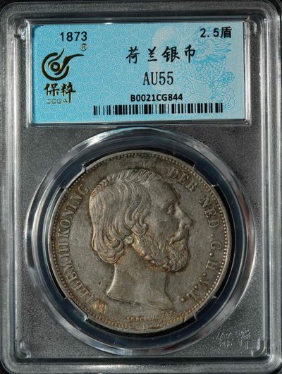 藏海阁银币专场 - 100420#1873荷兰威廉三世5盾（包浆带彩头发精美非常少见）