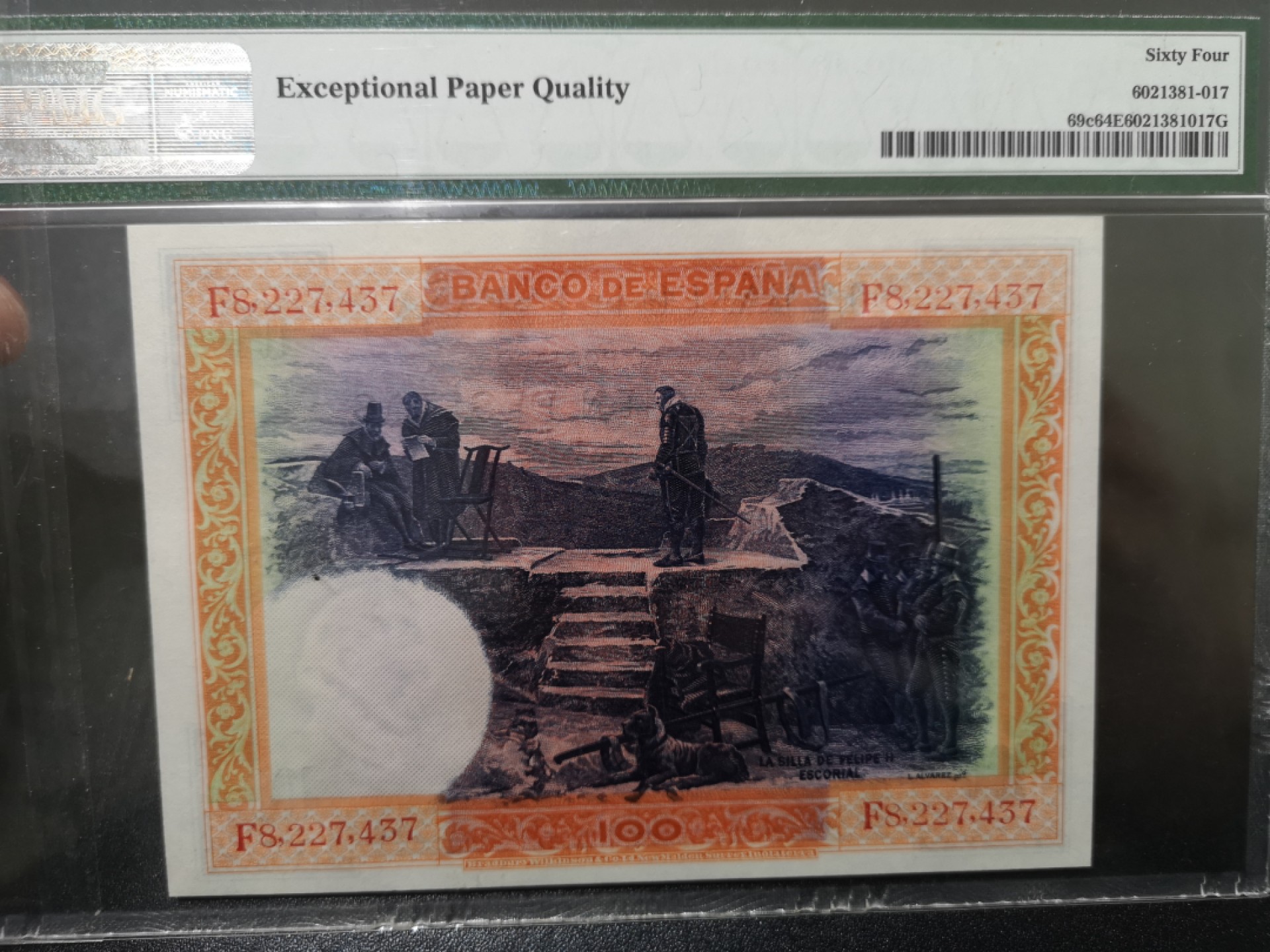 《外钞收藏家》第一百七十一期拍卖（本期97件） 1925年西班牙100比塞塔 PMG64E BWC作品