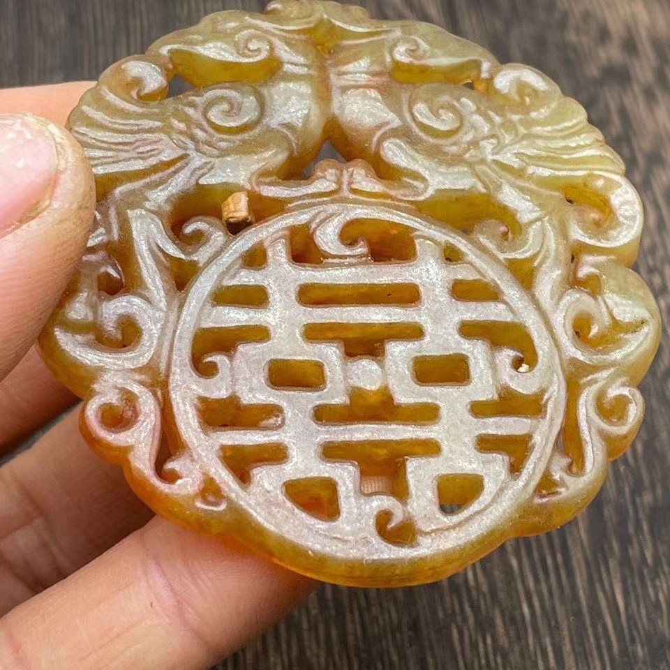 汉代老岫玉捡漏古玩玉器古董做旧收藏玉石古玉老玉摆件老物件双喜