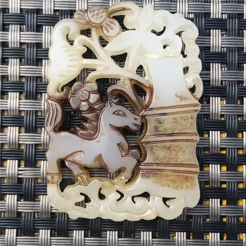 古玉老玉青梅竹马古玩古董收藏老物件明清古玉器吊坠玉佩挂件玉