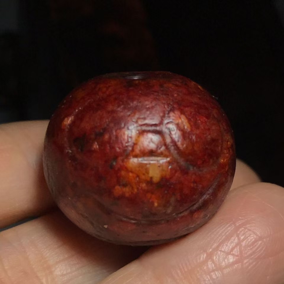 古玩古董精选老包浆河磨玉带雕工老玉珠转运玉石珠子配珠老物件