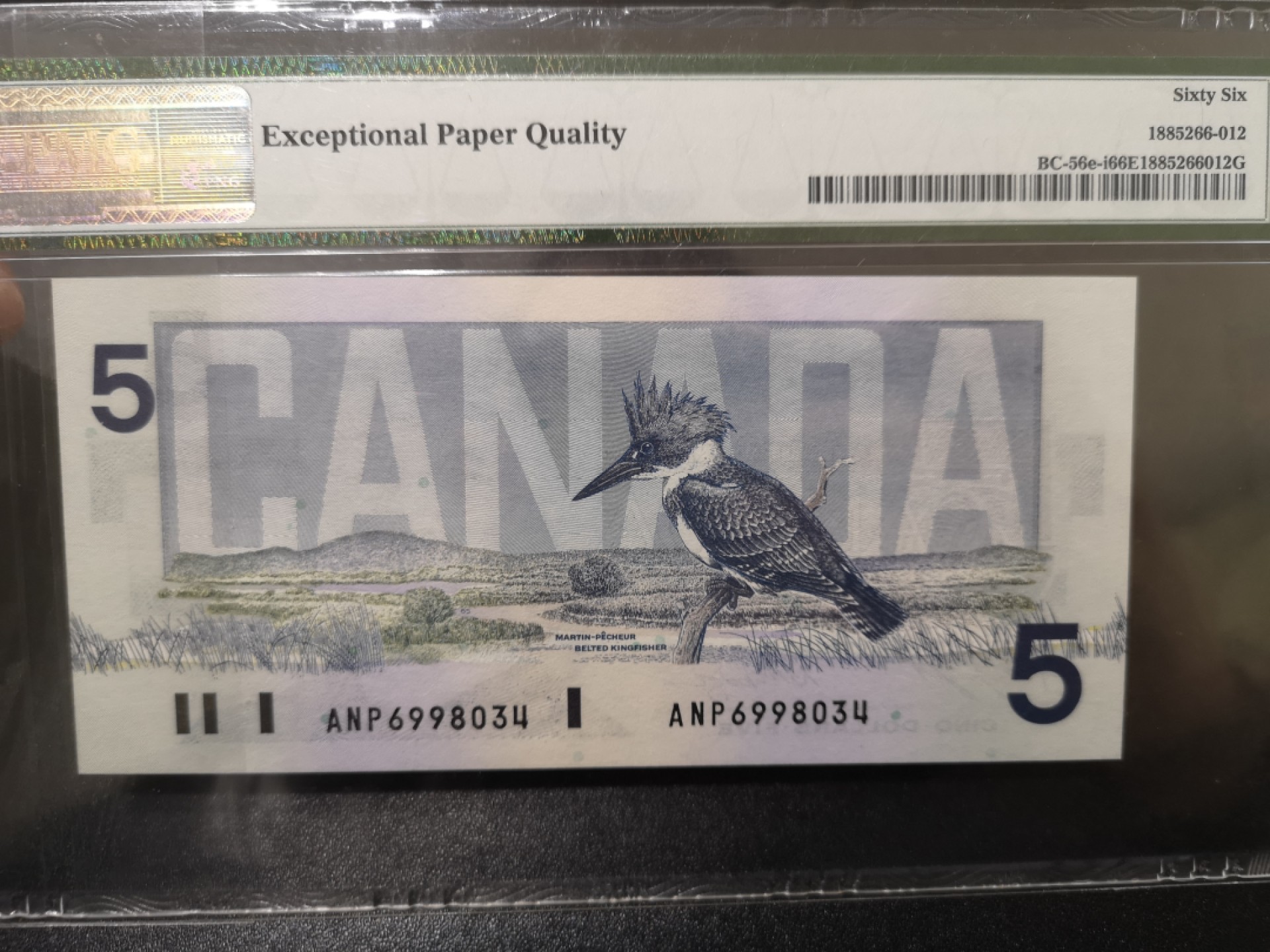 《外钞收藏家》第一百七十一期拍卖（本期97件） 1986年加拿大鸟版5元 PMG66