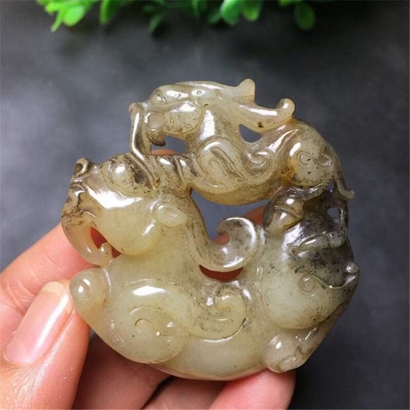 明清岫玉古玩玉器古董玉壁做旧把件高古玉老物件玉佩貔貅挂件吊坠