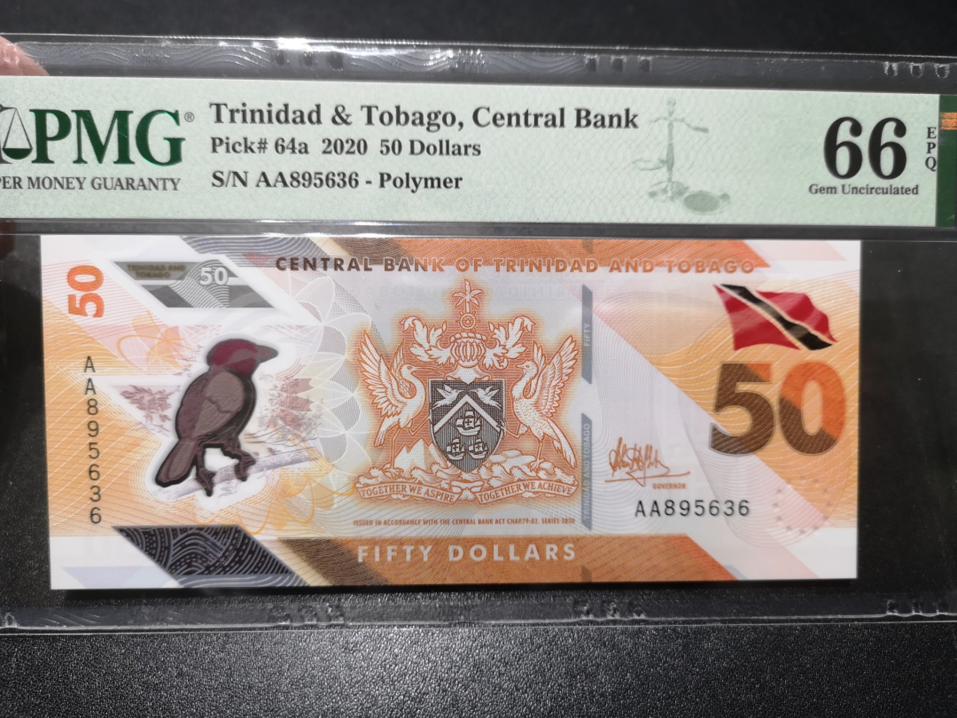 《外钞收藏家》第一百七十一期拍卖（本期97件） 2020年特里达尼亚和多巴哥50 AA冠 无47 PMG66