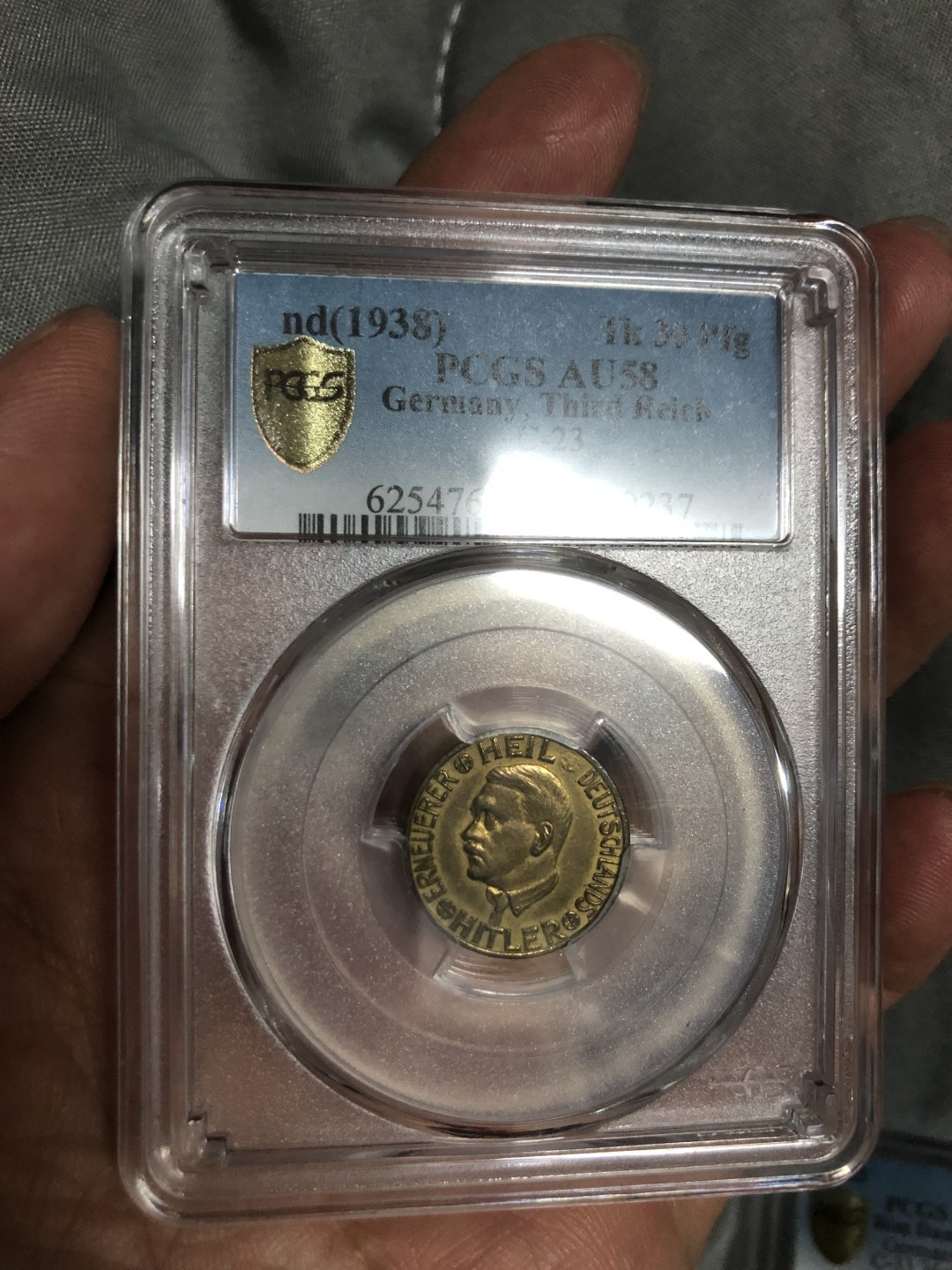 【保诚微拍】【自动拍卖、全场包邮】第19期 $ 硬币专场 $ 【PCGS AU58】德国 第三帝国家1938年 元首头像 20芬尼 代用币 C24