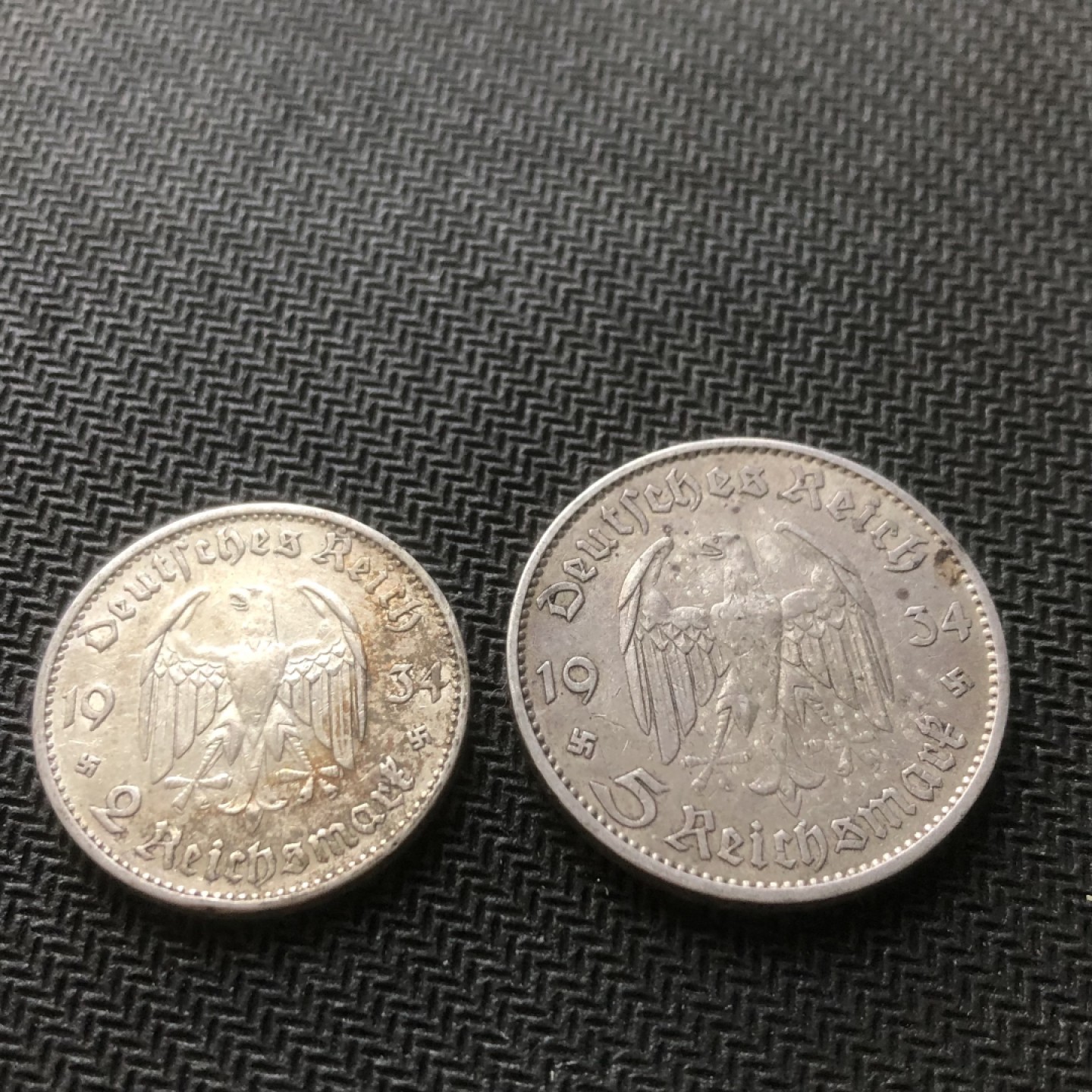 【保诚微拍】【自动拍卖、全场包邮】第19期 $ 硬币专场 $ 德国第三帝国 教堂加字 2.5马克一套。2马克好品！