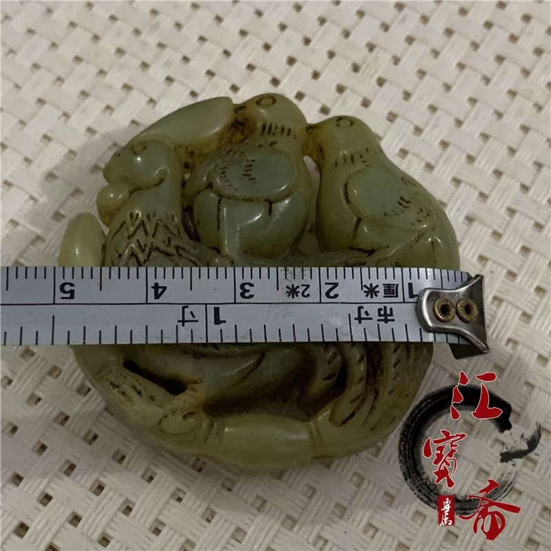 明清岫玉古玩玉器古董做旧把件高古玉老物件玉佩挂件吊坠连升三级
