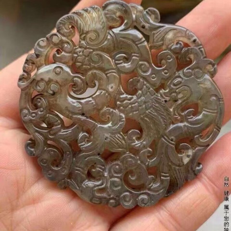 汉代古玩玉器玉璧古董高古玉老玉颈饰吊坠老岫玉把件挂件摆件龙凤
