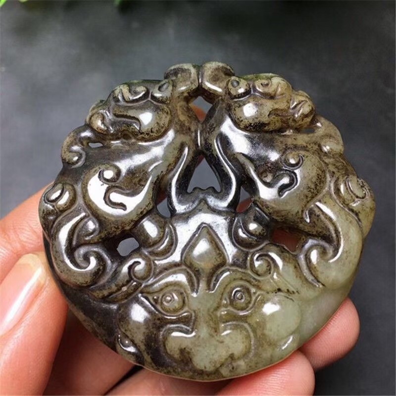 明清岫玉古玩玉器古董玉壁做旧把件高古玉老物件吊坠玉佩挂件貔貅