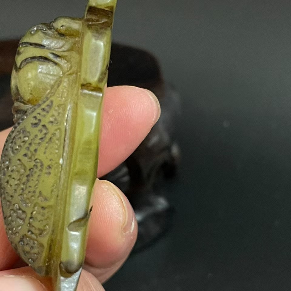 老玉雕刻一鸣惊人吊坠挂饰汉战高古玉老岫玉古玩收藏挂件吊牌