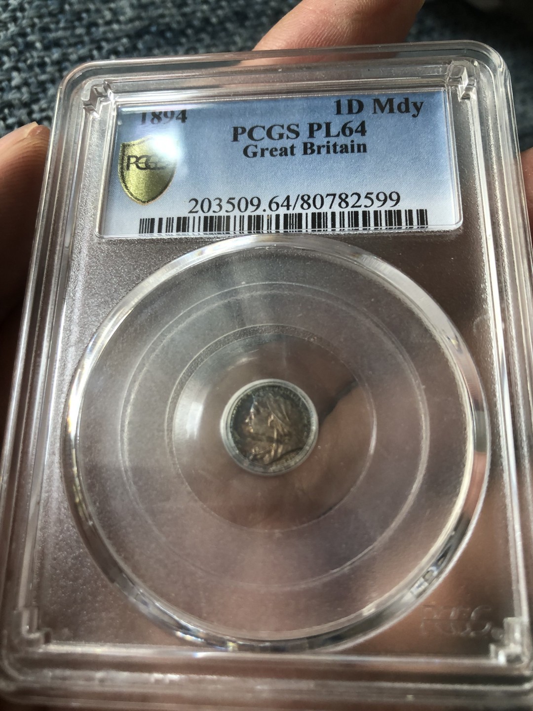 【保诚微拍】【自动拍卖、全场包邮】第19期 $ 硬币专场 $ 【PCGS PL64】英国维多利亚女王 1894年 1便士 洗足币 濯足币 银币 64高分！