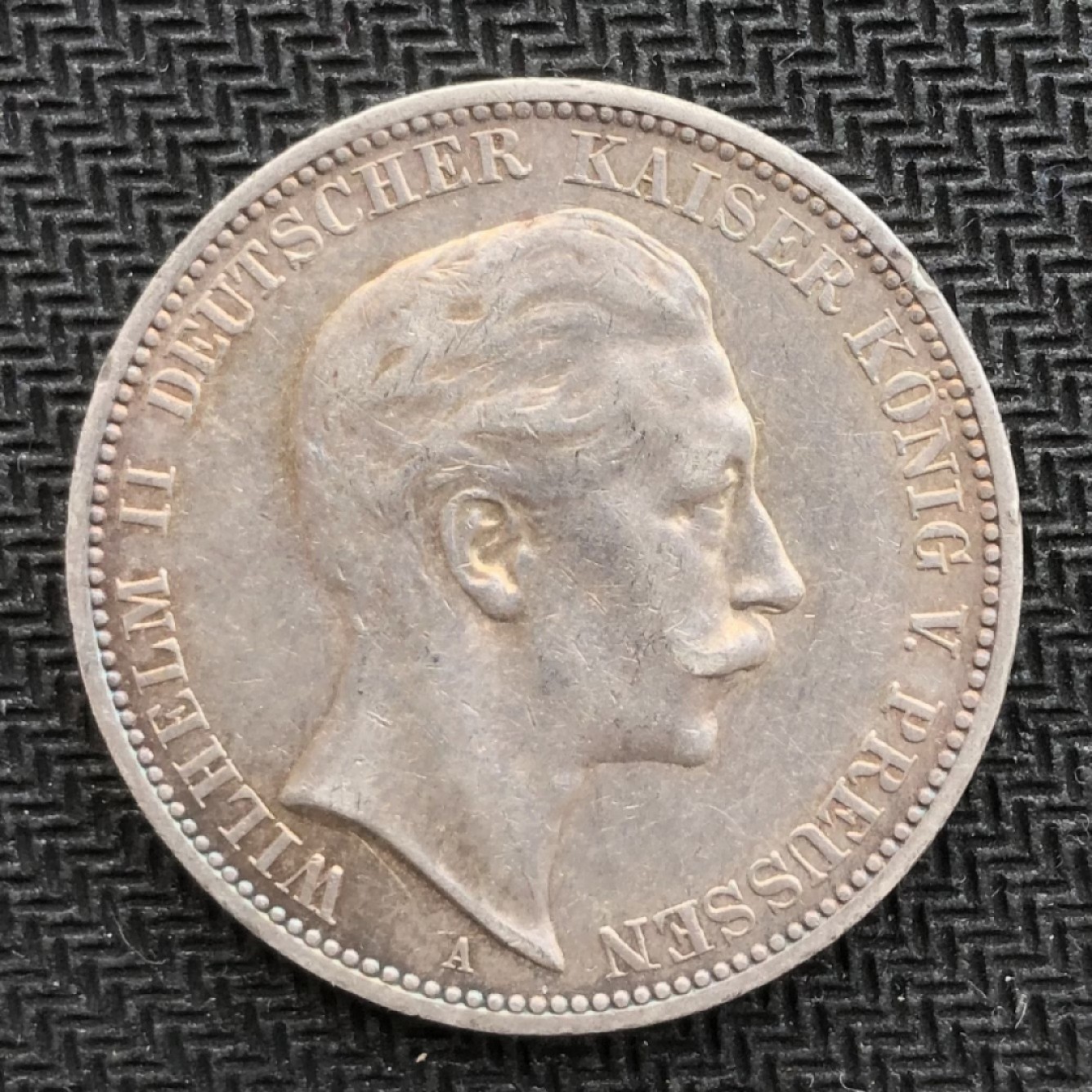 【保诚微拍】【自动拍卖、全场包邮】第19期 $ 硬币专场 $ 德国 威廉二世 1910年A 3马克银币 (16.7克 0.9银)