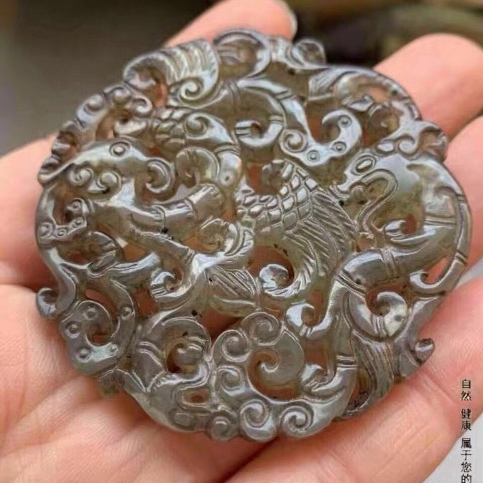 汉代古玩玉器玉璧古董高古玉老玉颈饰吊坠老岫玉把件挂件摆件龙凤