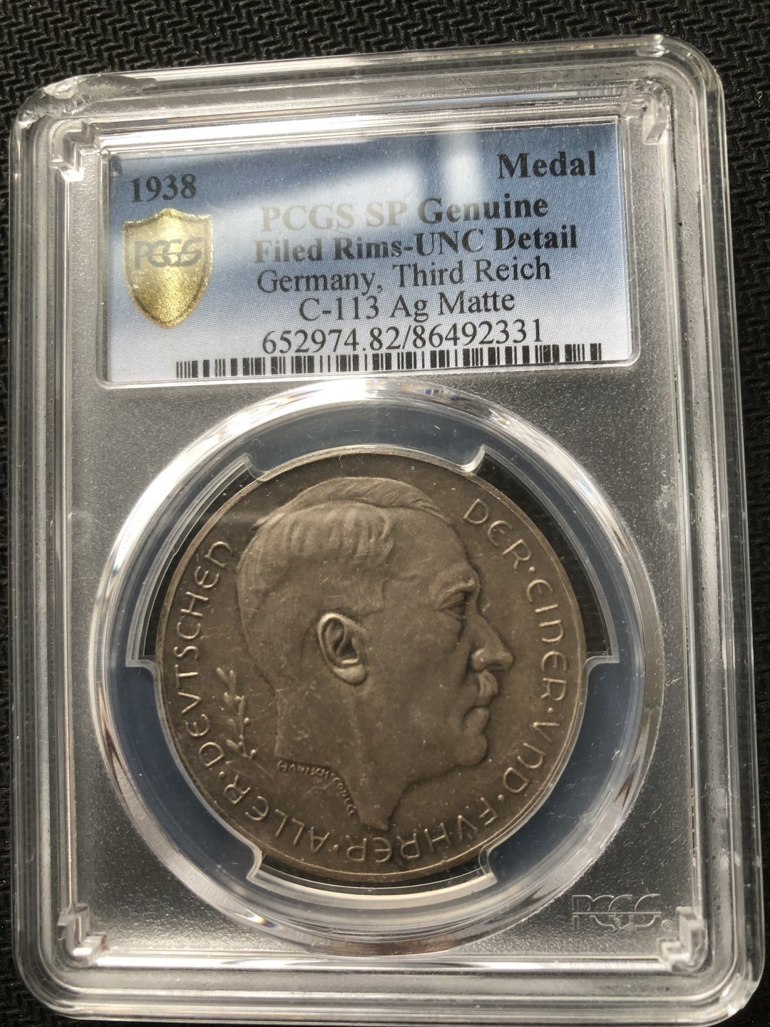 【保诚微拍】【自动拍卖、全场包邮】第19期 $ 硬币专场 $ 【PCGS UNC】德国 第三帝国 1938年 合并奥地利 纪念 银章-桥