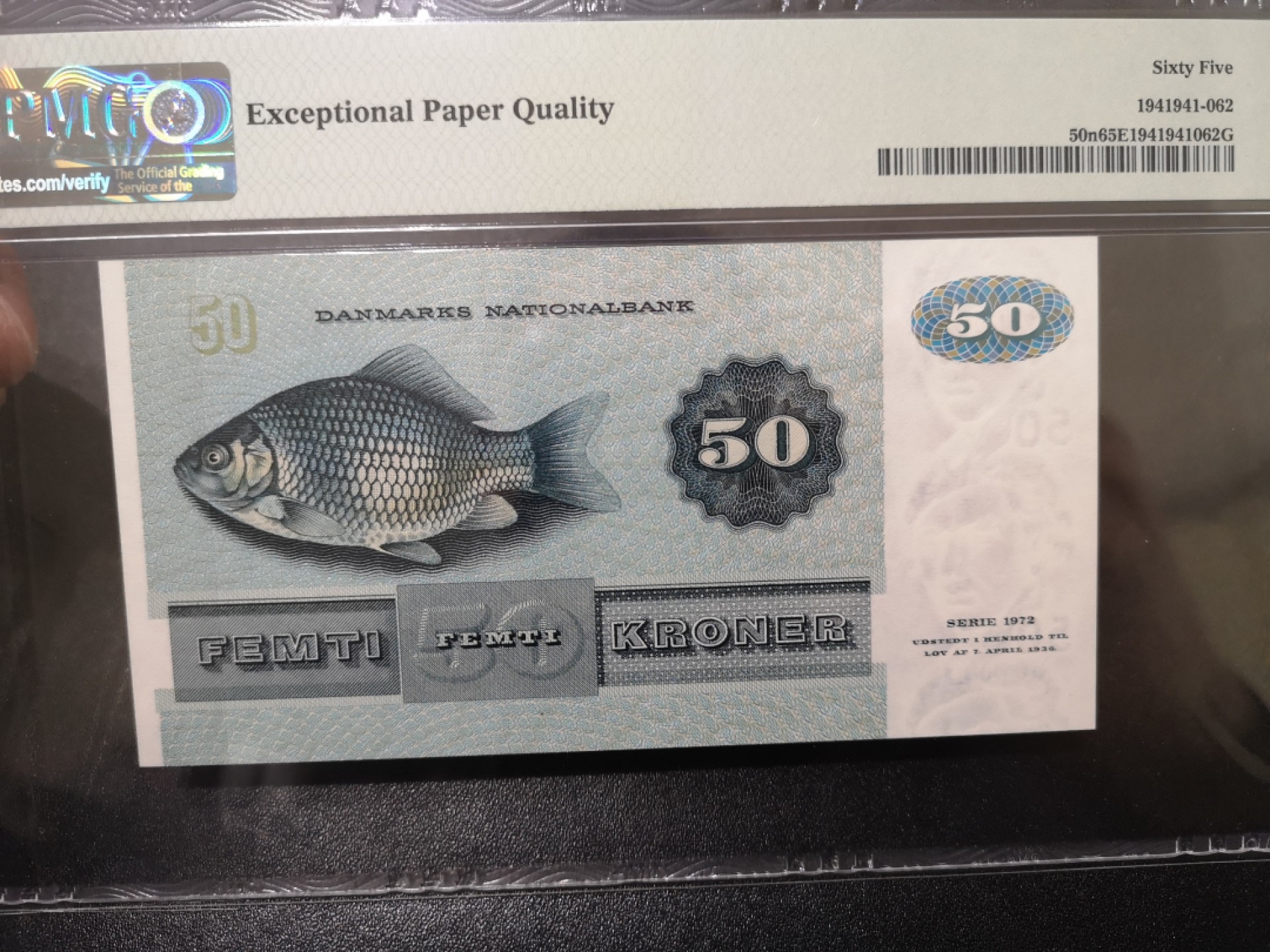 《外钞收藏家》第一百七十一期拍卖（本期97件） 1997丹麦动物版50克朗 PMG65