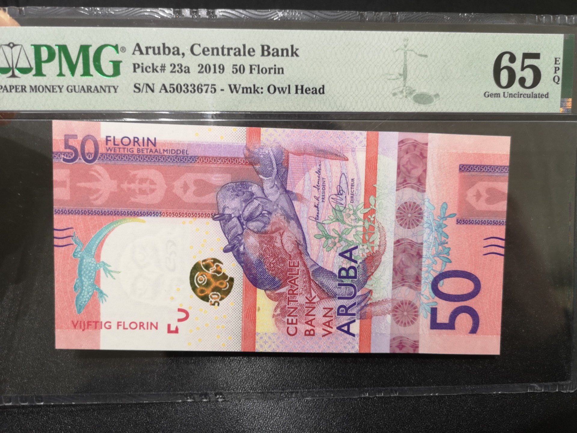 《外钞收藏家》第一百七十一期拍卖（本期97件） 2019年阿鲁巴50福林 PMG65