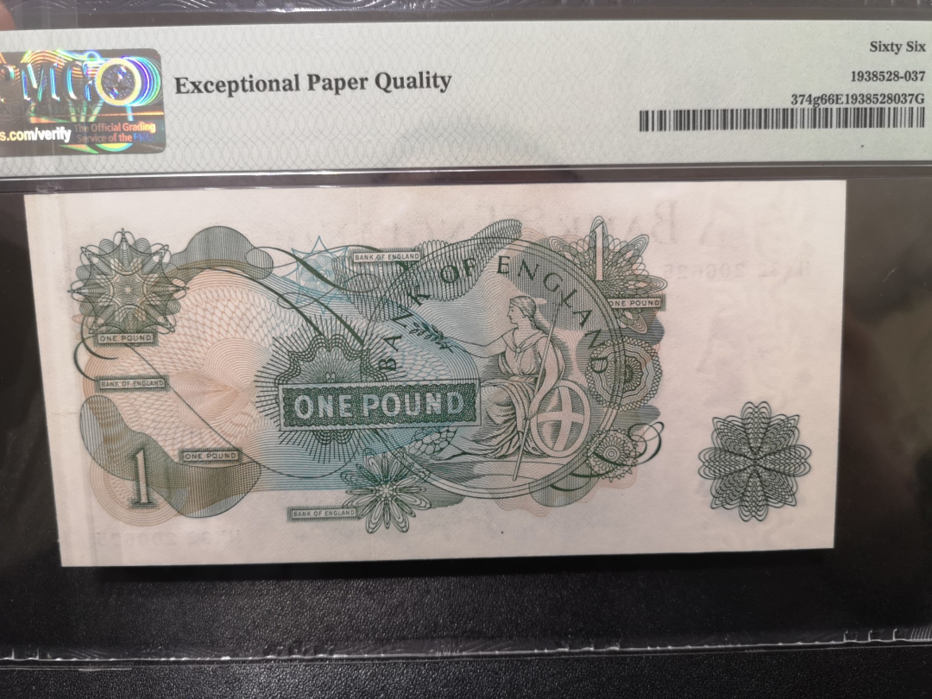 《外钞收藏家》第一百七十一期拍卖（本期97件） 1970-77年英国C序列1镑 无47 PMG66