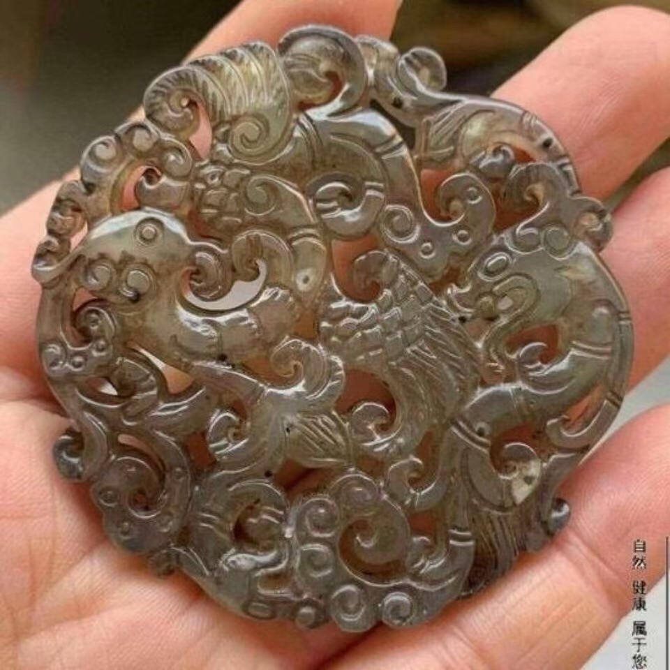 汉代古玩玉器玉璧古董高古玉老玉颈饰吊坠老岫玉把件挂件摆件龙凤