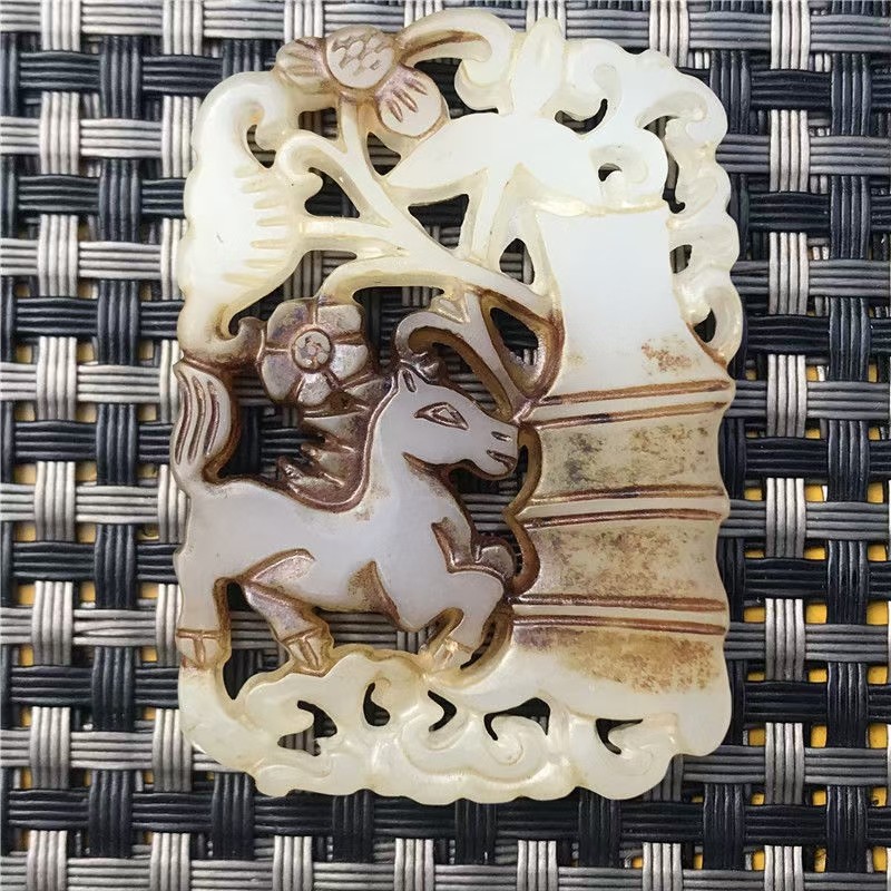 古玉老玉青梅竹马古玩古董收藏老物件明清古玉器吊坠玉佩挂件玉