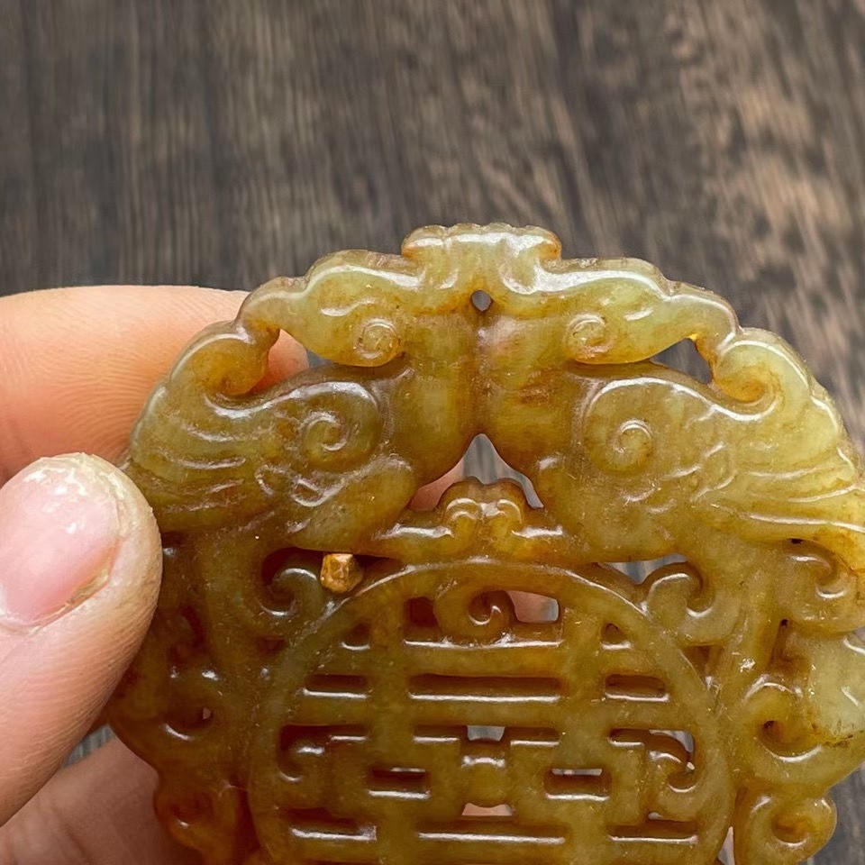 汉代老岫玉捡漏古玩玉器古董做旧收藏玉石古玉老玉摆件老物件双喜