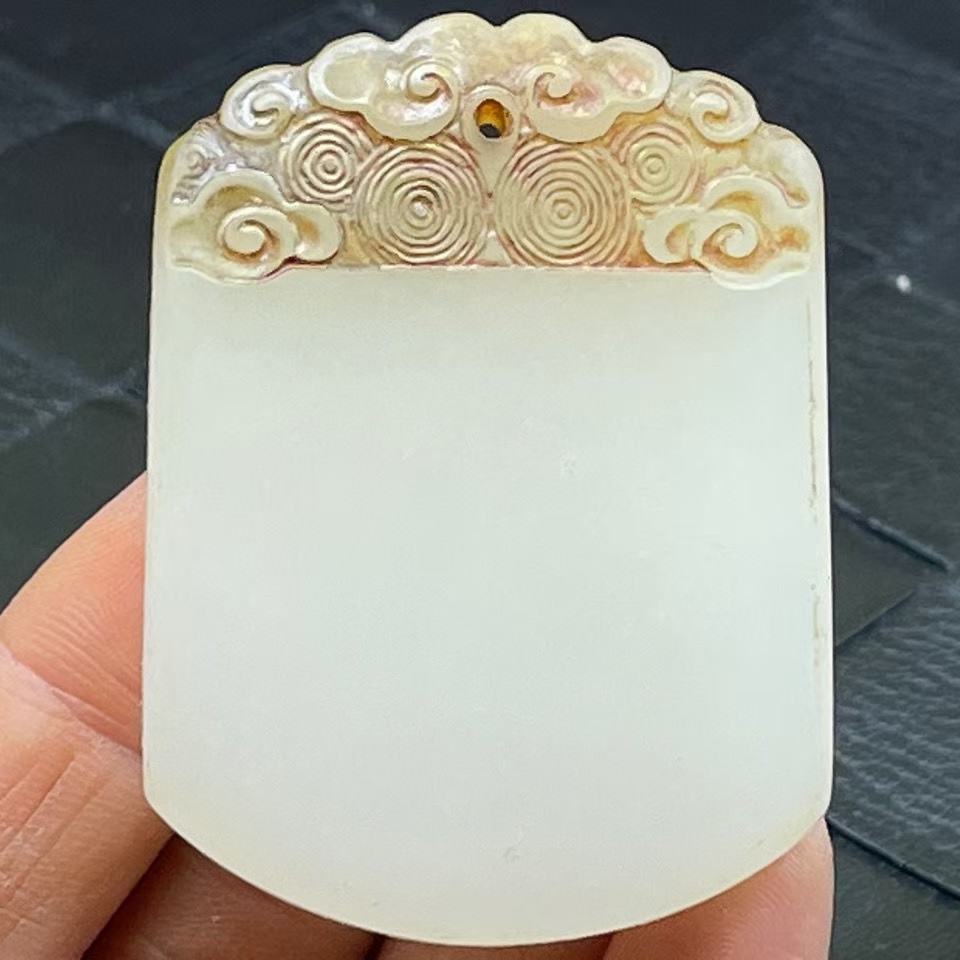 古玩玉器把件白玉老玉老物件高古玉古董挂件把件镂空颈饰双龙吊坠