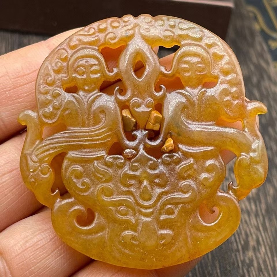 收藏老岫玉捡漏明清汉代古玩玉器古董玉石玉老玉挂件吊坠金童玉女