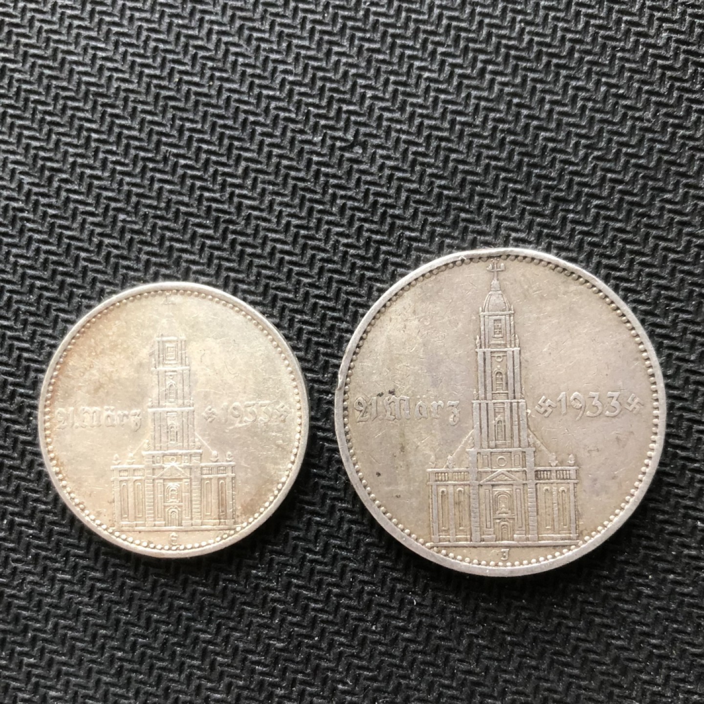 【保诚微拍】【自动拍卖、全场包邮】第19期 $ 硬币专场 $ 德国第三帝国 教堂加字 2.5马克一套。2马克好品！