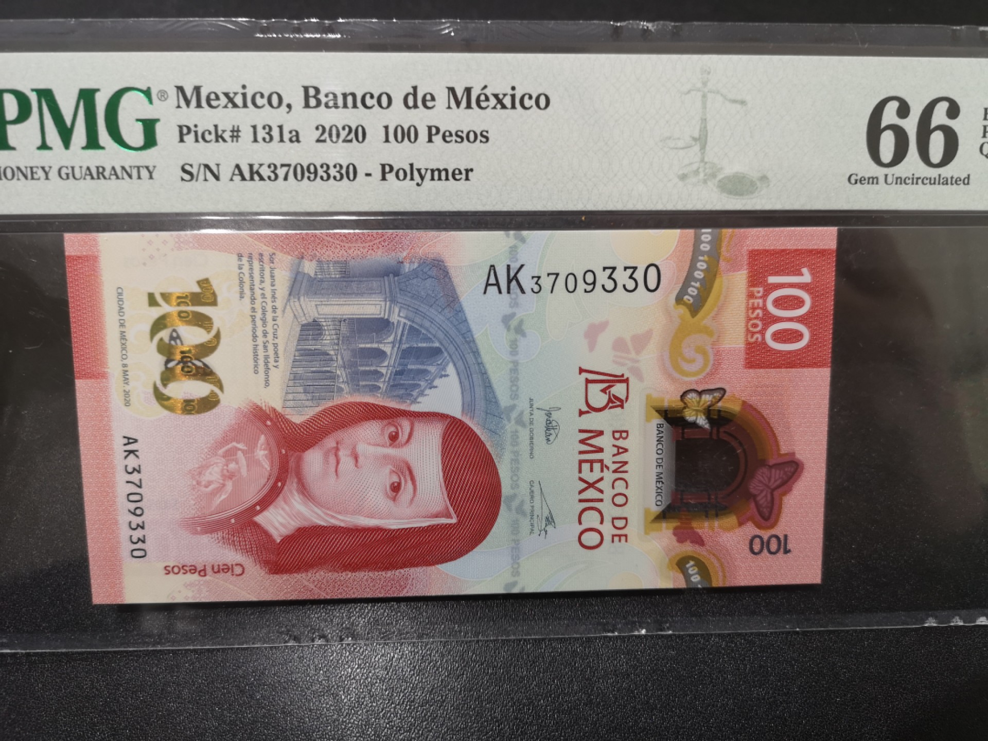 《外钞收藏家》第一百七十一期拍卖（本期97件） 2020年墨西哥100比索 PMG66