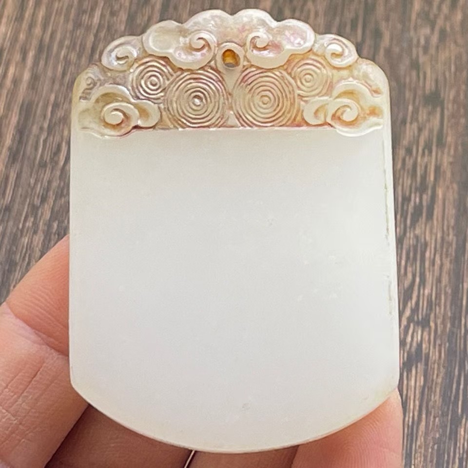 古玩玉器把件白玉老玉老物件高古玉古董挂件把件镂空颈饰双龙吊坠