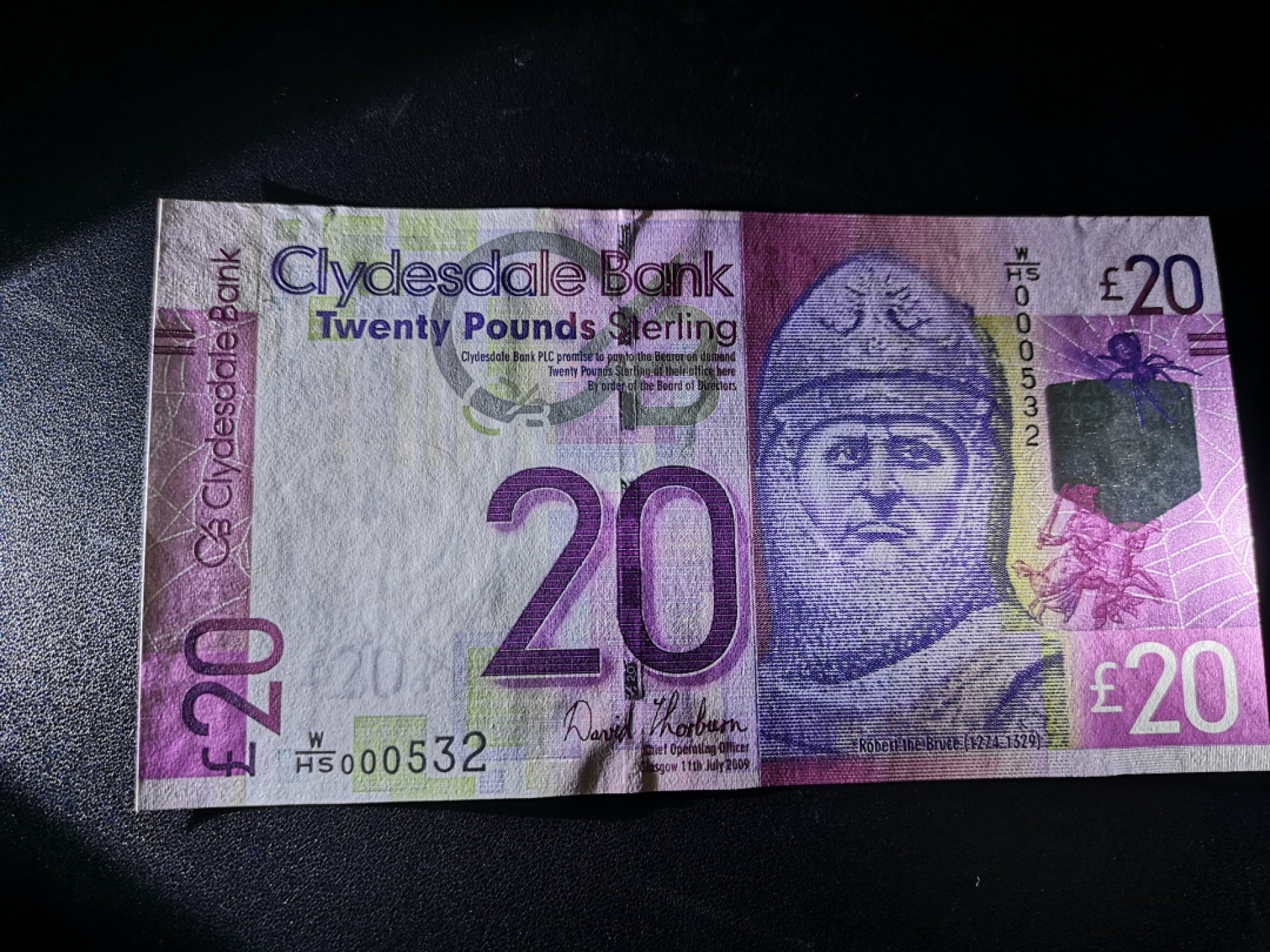 《外钞收藏家》第一百七十一期拍卖（本期97件） 苏格兰克莱斯戴尔银行20镑 09年初版首发冠百位号 全新UNC