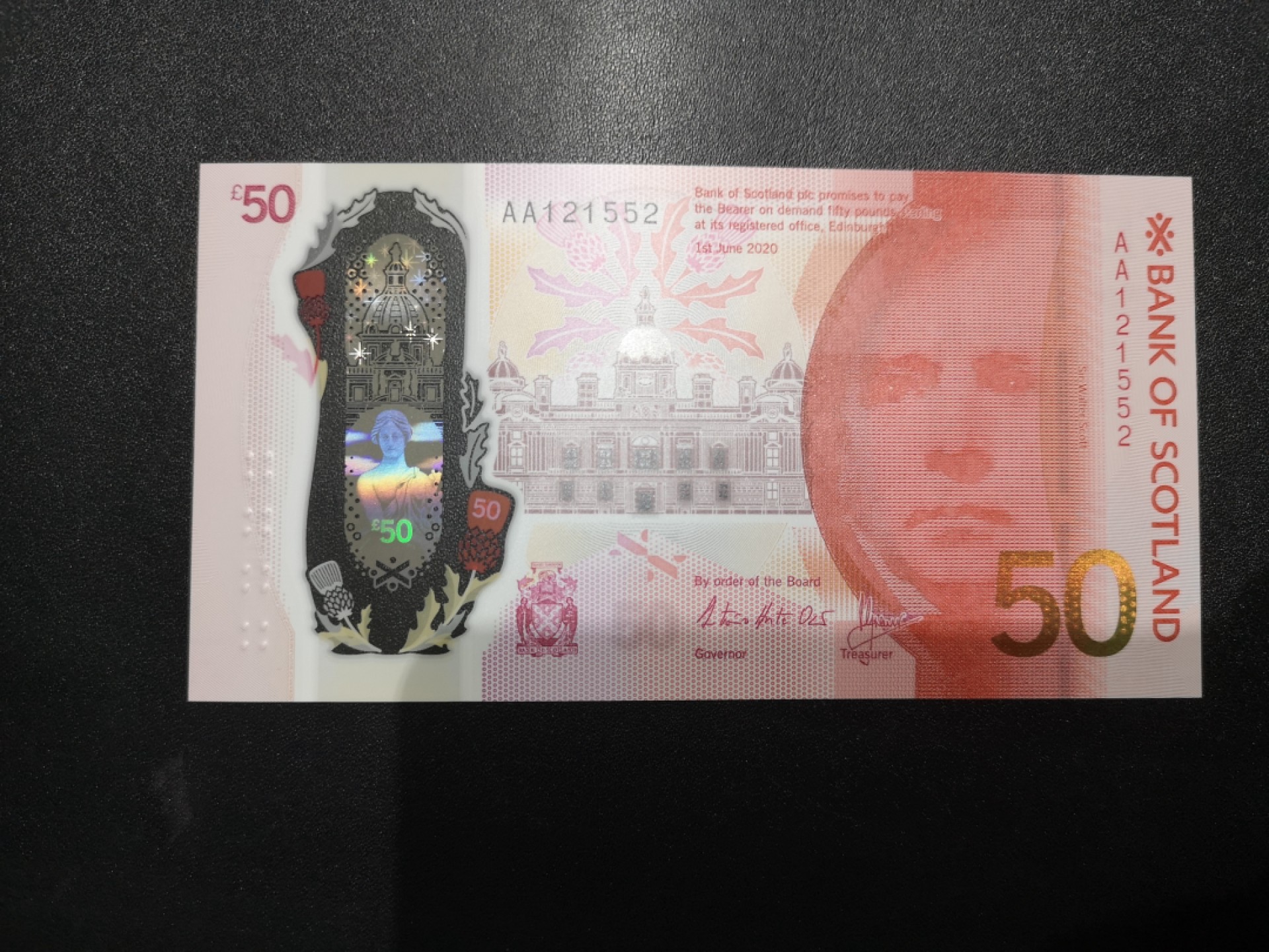 《外钞收藏家》第一百七十一期拍卖（本期97件） 2020年苏格兰最新版50镑 AA冠 数三无47 全新UNC